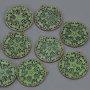 5 Copper Patina MANDALA Charms, green verdigris, 33mm, chs7972