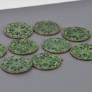 5 Copper Patina MANDALA Charms, green verdigris, 33mm, chs7972
