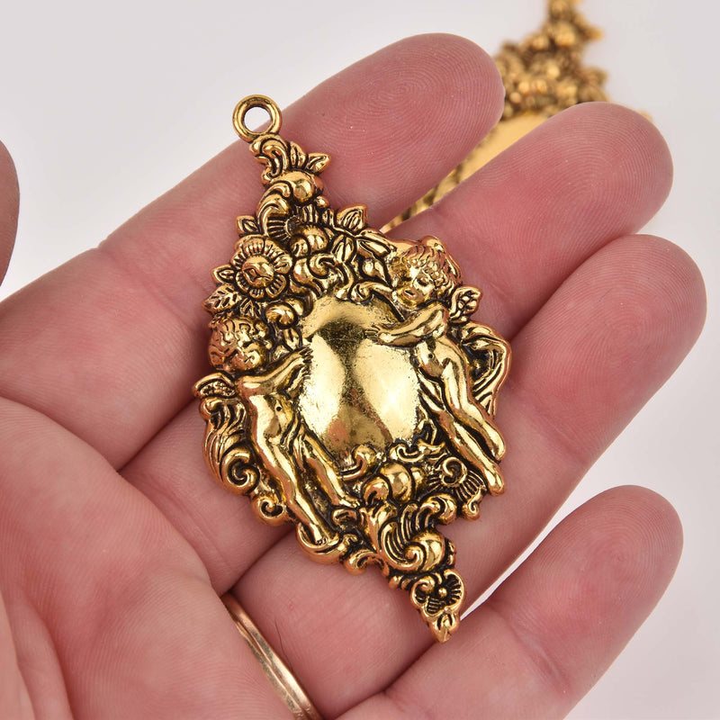 Gold Victorian Cherub Charms 2-5/8" long, chs8445