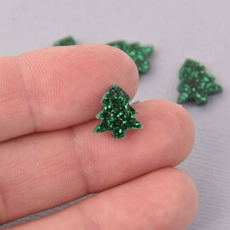 10 Laser Cut Tree Charms, acrylic laser studs, 1/2" laser shapes