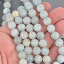12mm Blue Aquamarine Gemstone Beads, Round Smooth, 16" strand, gem0889