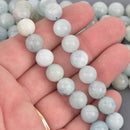 12mm Blue Aquamarine Gemstone Beads, Round Smooth, 16" strand, gem0889