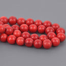 4mm Red Coral Beads, Round Smooth, 16.5" strand, gem0904