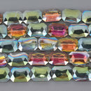 34mm NORTHERN LIGHTS RECTANGLE Crystal Beads, Faceted Glass, strand, 12" strand, bgl2128