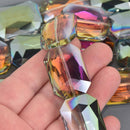 34mm NORTHERN LIGHTS RECTANGLE Crystal Beads, Faceted Glass, strand, 12" strand, bgl2128