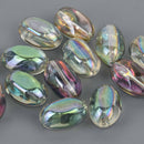 20mm Glass Oval Nugget Beads, NORTHERN LIGHTS CLEAR, 14 beads, bgl2134