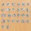 Boho Letter Charm – Antique Silver Initial with Faux Turquoise – Alphabet (1 pc) chs8641