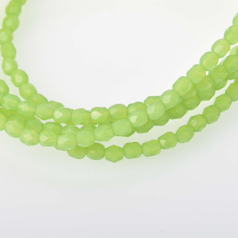 4mm Czech Glass Beads, lime green x50 bgl0859