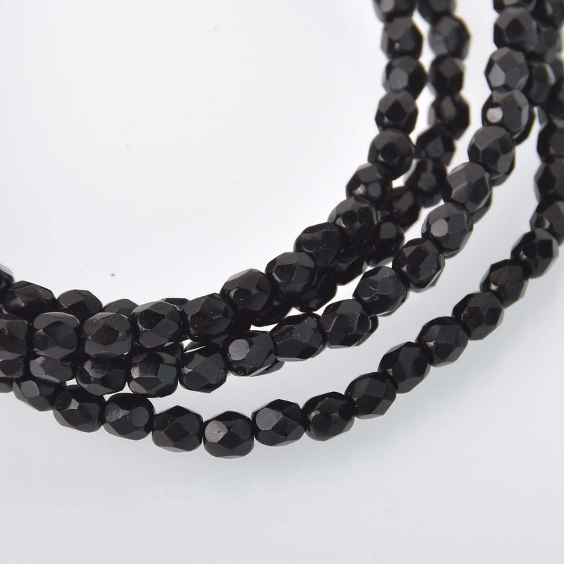 4mm Czech Glass Beads, black x50 bgl1329