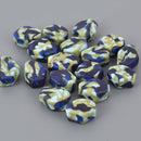 17mm Glass African Beads, Blue and Green, Recycled Glass x6 beads bgl1995