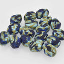 17mm Glass African Beads, Blue and Green, Recycled Glass x6 beads bgl1995