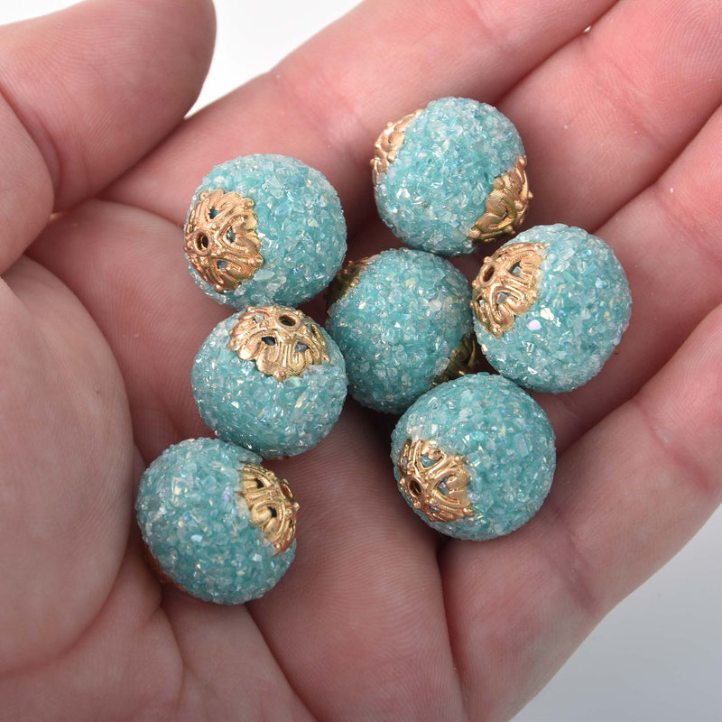 7 Turquoise Blue Indonesian Clay Beads, 18mm, bgl2081