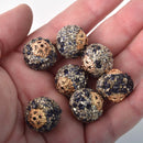 7 Black Silver Indonesian Clay Beads, 18mm, bgl2082