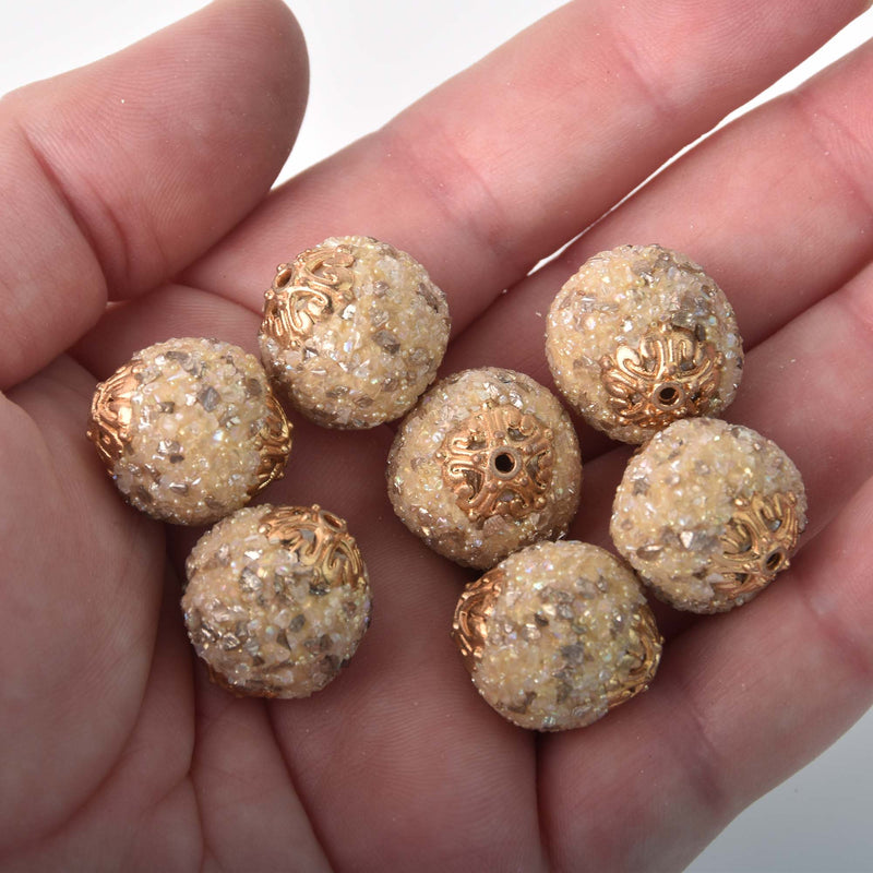 7 Beige Indonesian Clay Beads, 18mm, bgl2086