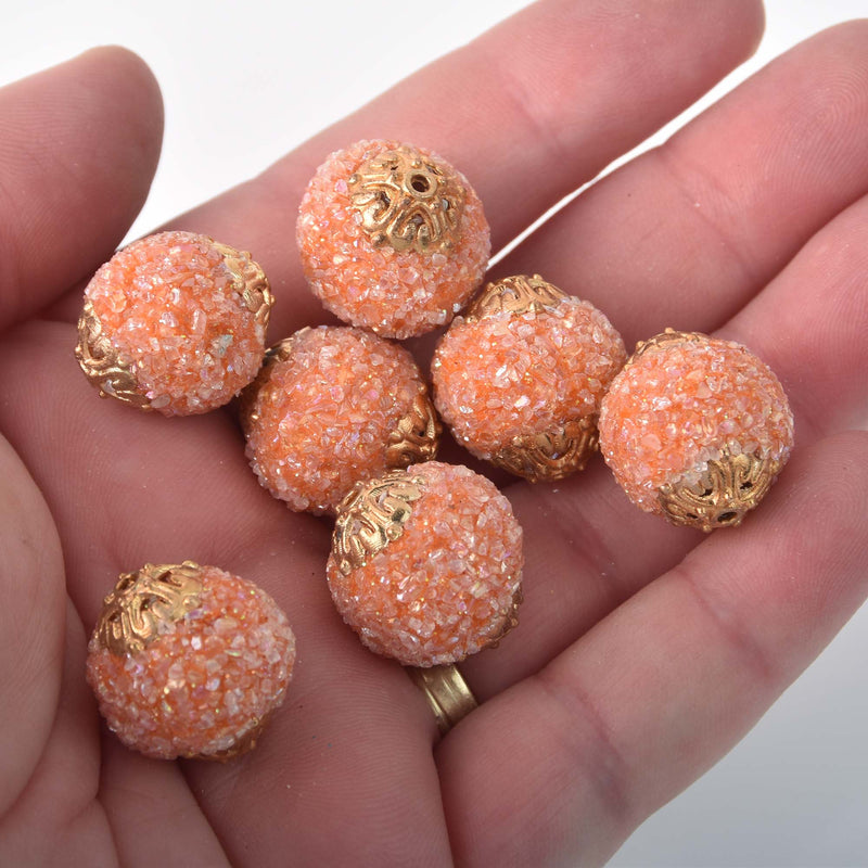 7 Coral Pink Indonesian Clay Beads, 18mm, bgl2090