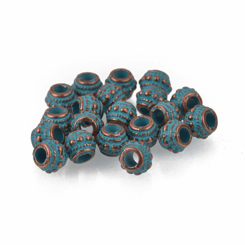 Blue Verdigris Patina Copper Beads, round 8mm metal, bgl2103