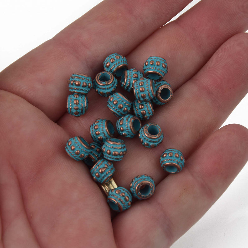 Blue Verdigris Patina Copper Beads, round 8mm metal, bgl2103