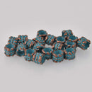 Blue Verdigris Patina Copper Beads, barrel 7.5x6mm metal, bgl2104