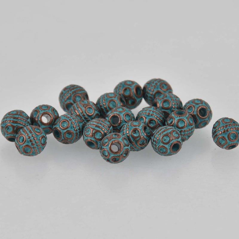 Blue Verdigris Patina Copper Beads, round 8mm metal, bgl2108