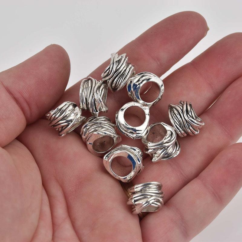 Large Silver Metal Spacer Beads, large hole, bgl2122