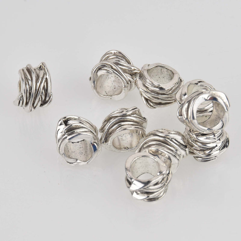 Large Silver Metal Spacer Beads, large hole, bgl2122