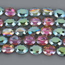 25mm NORTHERN LIGHTS Oval Faceted Crystal Glass Beads, 12" strand, bgl2125