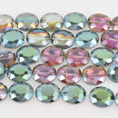 25mm NORTHERN LIGHTS Oval Faceted Crystal Glass Beads, 12" strand, bgl2125