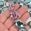 25mm NORTHERN LIGHTS Oval Faceted Crystal Glass Beads, 12" strand, bgl2125