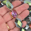 25mm NORTHERN LIGHTS HEXAGON Crystal Beads, Faceted Glass, strand, 13" strand, bgl2126