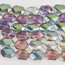 25mm NORTHERN LIGHTS HEXAGON Crystal Beads, Faceted Glass, strand, 13" strand, bgl2126