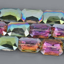 28mm NORTHERN LIGHTS RECTANGLE Crystal Beads, Faceted Glass, strand, 12" strand, bgl2127