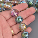 18mm NORTHERN LIGHTS Round Faceted Crystal Glass Beads, 9" strand, bgl2129