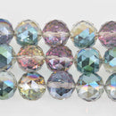 18mm NORTHERN LIGHTS Round Faceted Crystal Glass Beads, 9" strand, bgl2129