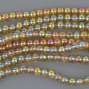 6mm Golden AB Mermaid Glass Beads, smooth round, 12" strand, bgl2130