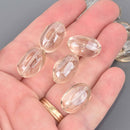 20mm Glass Oval Nugget Beads, CHAMPAGNE CLEAR, 14 beads, bgl2135