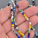 4mm Evil Eye Beads, round glass, multicolor strand, bgl2140