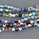 4mm Evil Eye Beads, round glass, multicolor strand, bgl2140