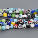 4mm Evil Eye Beads, round glass, multicolor strand, bgl2140