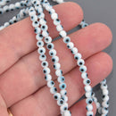 4mm Evil Eye Beads, round glass, white and blue strand, bgl2141