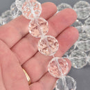 20mm CLEAR Round Faceted Crystal Glass Beads, 9" strand, bgl2142