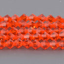 4mm Hyacinth Orange Bicone Crystal Beads, Transparent Glass Faceted, 31 beads, bgl2144