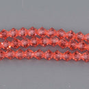 4mm Padparadacha Bicone Crystal Beads, Transparent Glass Faceted, 31 beads, bgl2145