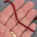 4mm Dark Siam Red Bicone Crystal Beads, Preciosa x31 beads, bgl2147