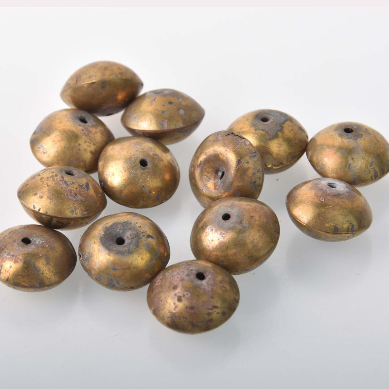 20mm African Brass Beads, Saucer, 5 beads, bme0769