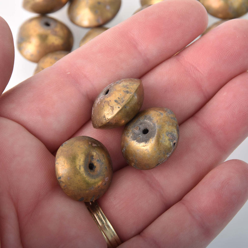 20mm African Brass Beads, Saucer, 5 beads, bme0769