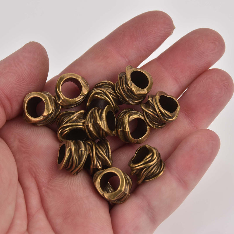 Large Bronze Metal Spacer Beads, large hole, bme0770