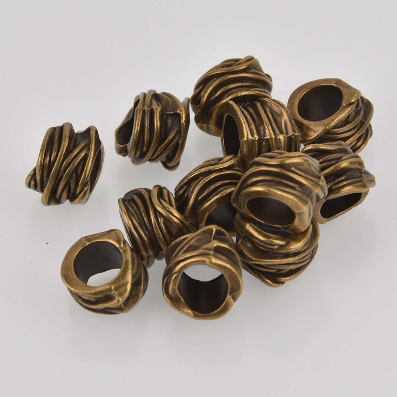 Large Bronze Metal Spacer Beads, large hole, bme0770