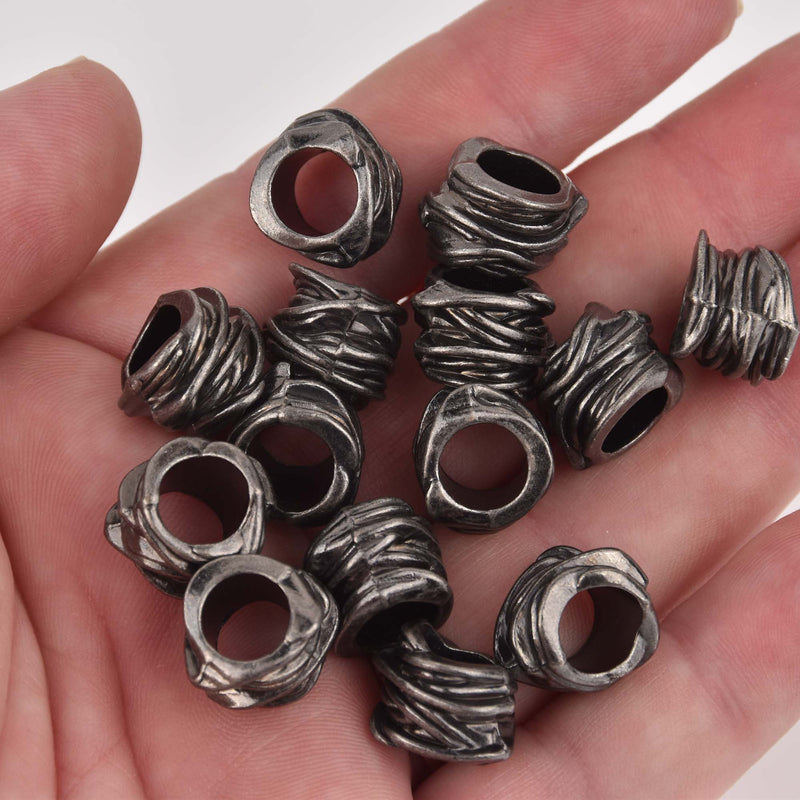 Large Gunmetal Metal Spacer Beads, large hole, bme0772