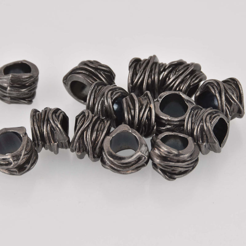 Large Gunmetal Metal Spacer Beads, large hole, bme0772