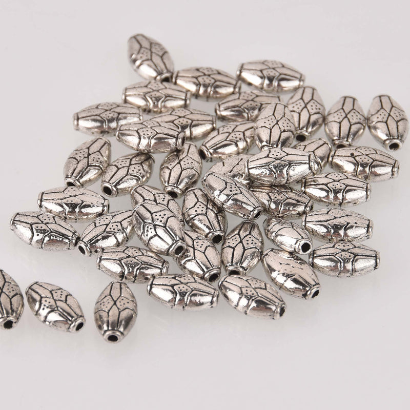 Silver Oval Spacer Beads, textured, bme0774